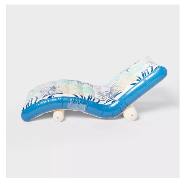 Chaise Lounge Printed SMS Water Floats and Inflatables - Blue/White - NIB - Picture 3 of 5